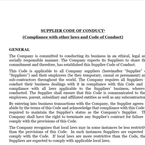 Code of Conduct - Supplier