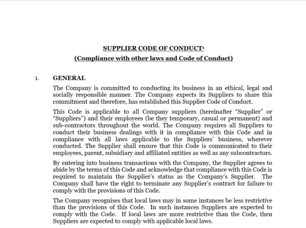 Code of Conduct - Supplier