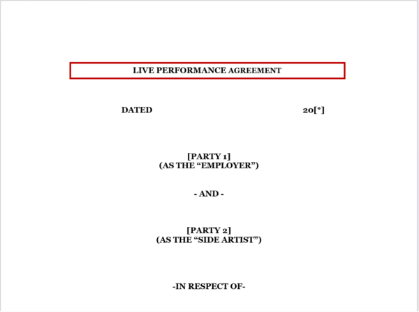 Live Performance Agreement