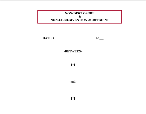 Non-Disclosure and Non-Circumvention Agreement