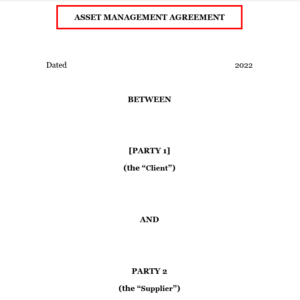 Asset Management Agreement