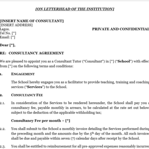 Consultancy Agreement – Facilitator Teacher