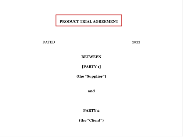 Product Trial Agreement