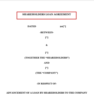 Shareholders’ Loan Agreement [No Security]