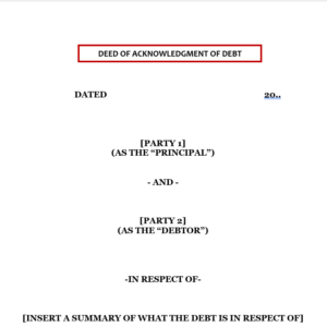 Deed of Acknowledgment of Debt