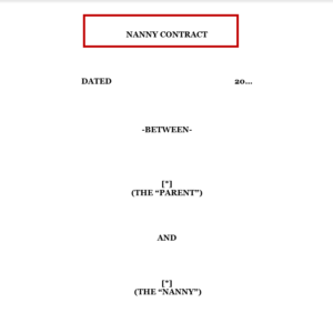 Nanny Contract