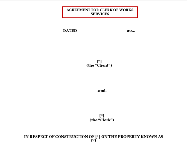 Clerk of Work Agreement