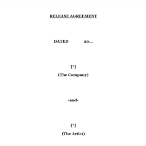 Release Agreement between a Company and an Artist