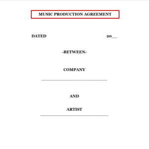 Music Production Agreement