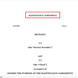 Maintenance Contract (Equipment)