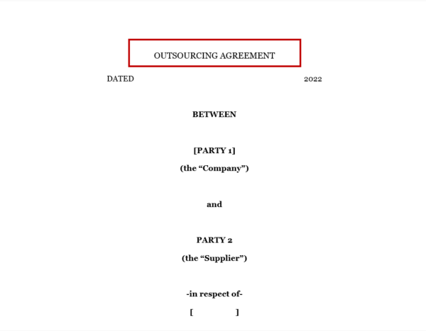 Outsourcing Agreement