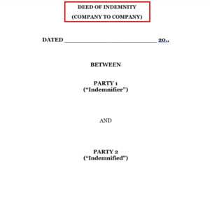 Deed of Indemnity (Company to Company)