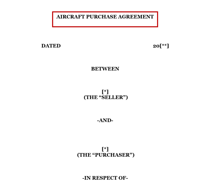 Aircraft Purchase Agreement (Pro- Seller)
