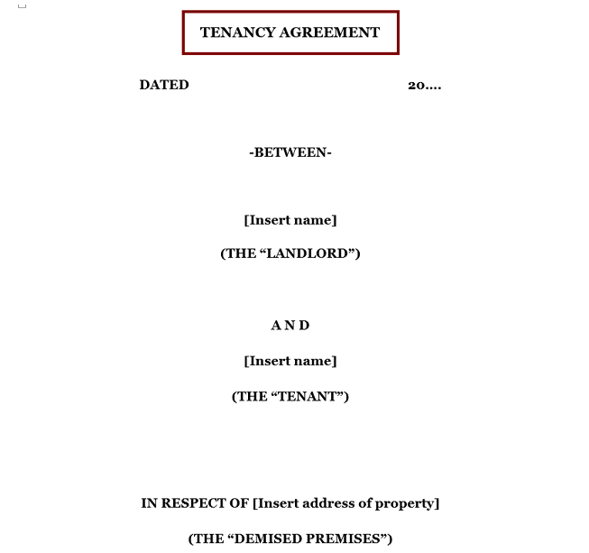 Tenancy Agreement (Between Companies) Residential