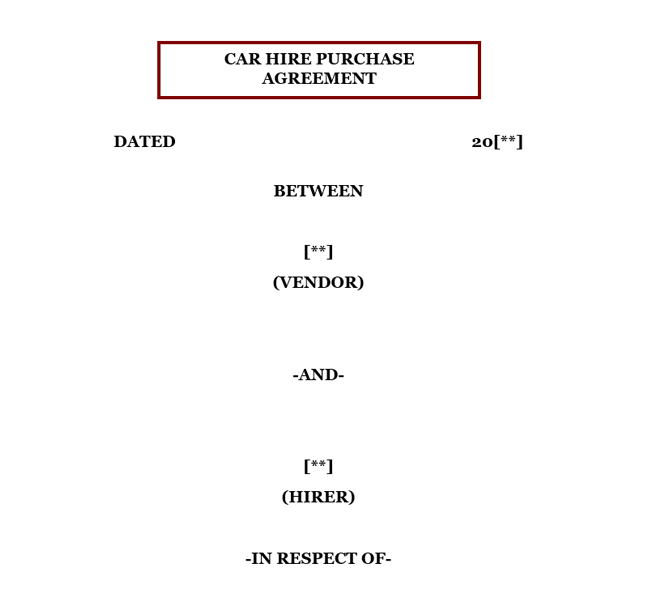 Car Hire Purchase Agreement